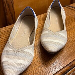 Rothy's Beige and White Striped Flats